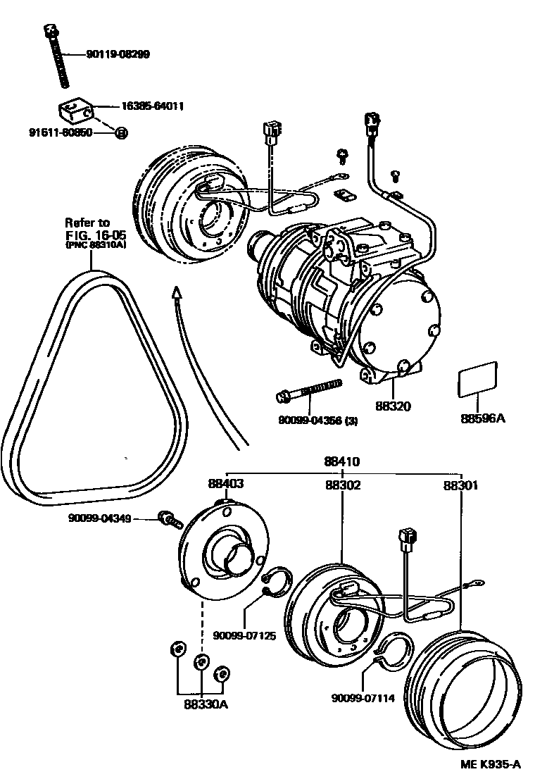 Toyota CAMRY Heating & Air Conditioning - Compressor EPC diagram — MEK935A