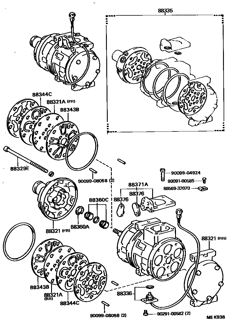 Toyota CAMRY Heating & Air Conditioning - Compressor EPC diagram — MEK936