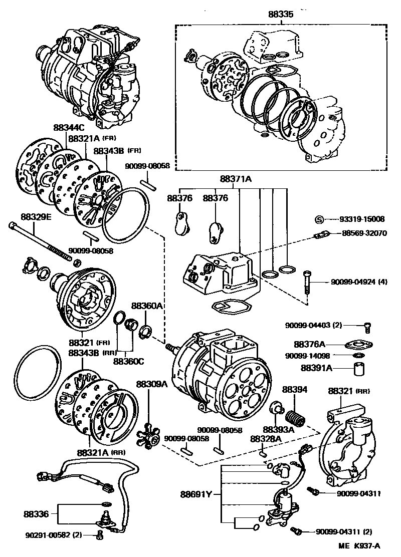 Toyota CAMRY Heating & Air Conditioning - Compressor EPC diagram — MEK937A