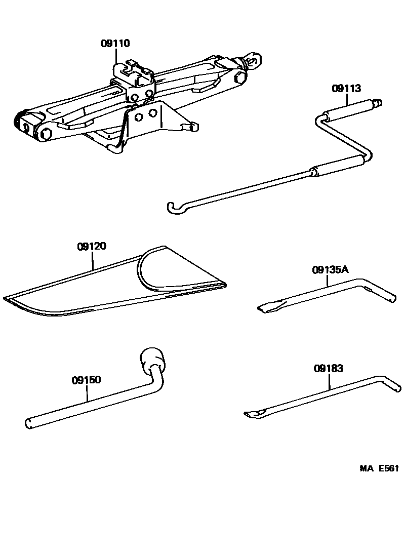 Toyota CAMRY Standard Tools EPC diagram — MAE561