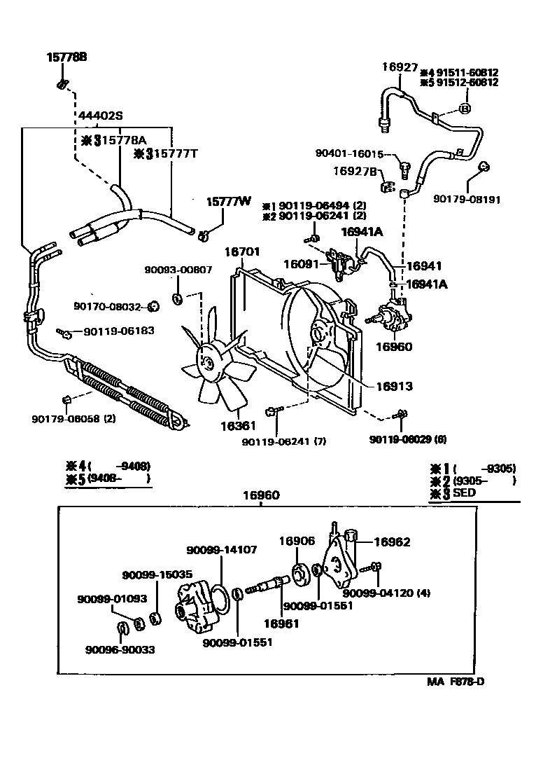 Toyota CAMRY RADIATOR & WATER OUTLET EPC diagram — MAF878D