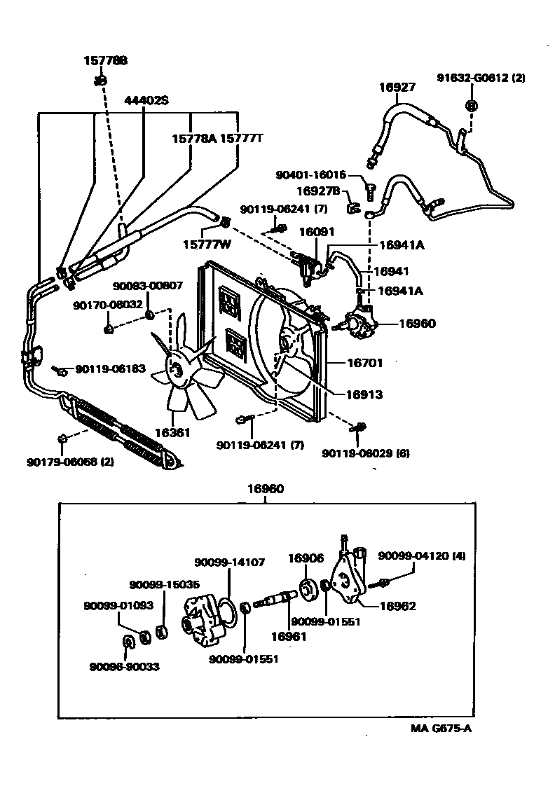 Toyota CAMRY RADIATOR & WATER OUTLET EPC diagram — MAG675A