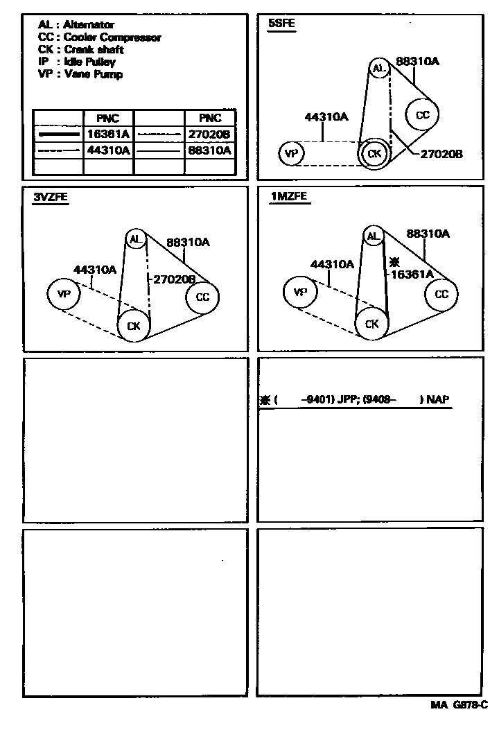 Toyota CAMRY V-Belt EPC diagram — MAG878C