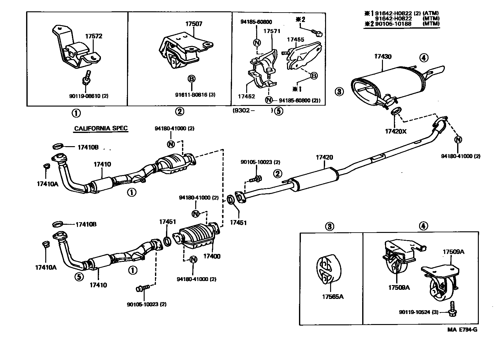 Toyota CAMRY Exhaust Pipe EPC diagram — MAE794G