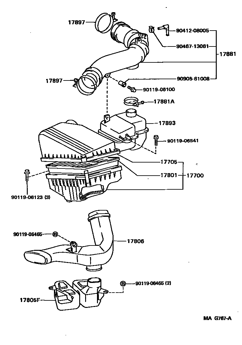 Toyota CAMRY Air Cleaner EPC diagram — MAG767A