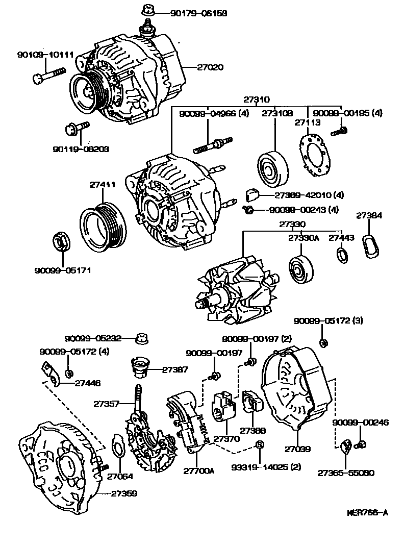 Toyota CAMRY Alternator EPC diagram — MER766A