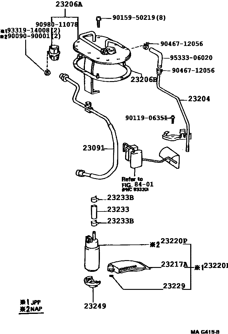 Toyota CAMRY 燃油喷射系统 EPC diagram — 222599