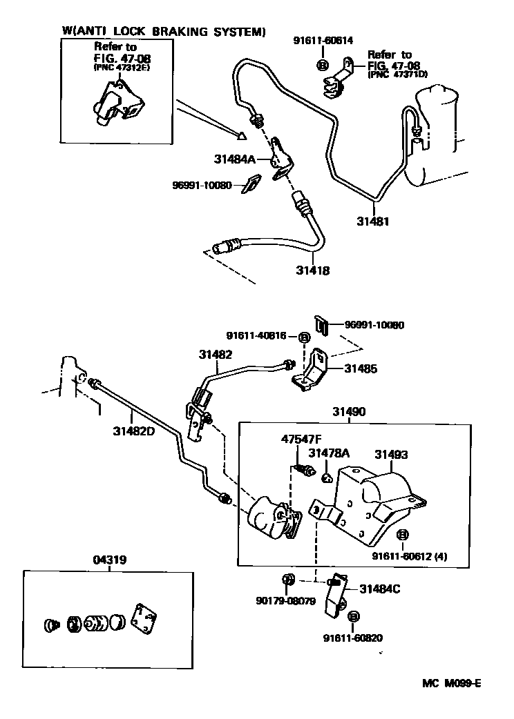 Toyota CAMRY 离合器踏板和挠性软管 EPC diagram — MCM099E