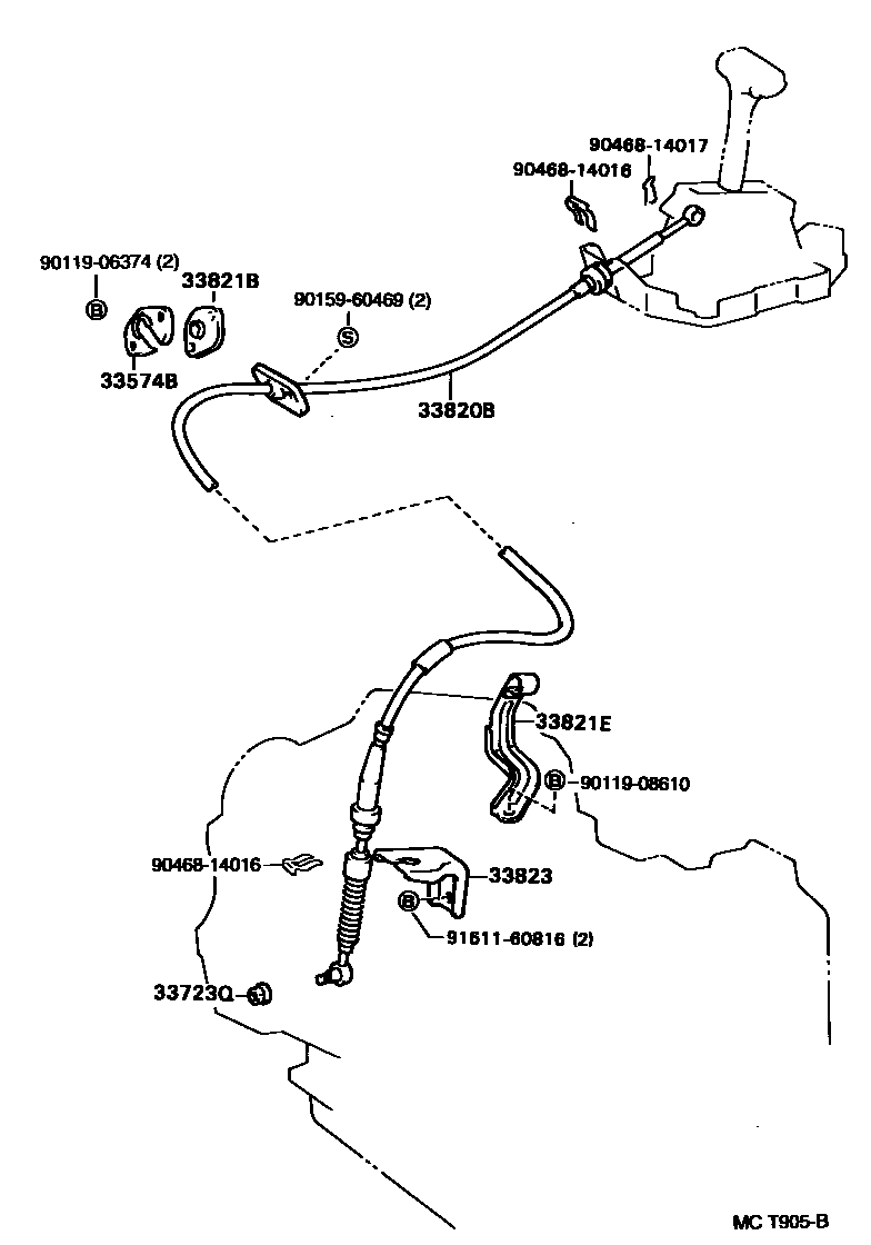 Toyota CAMRY Shift Lever & Retainer EPC diagram — MCT905B