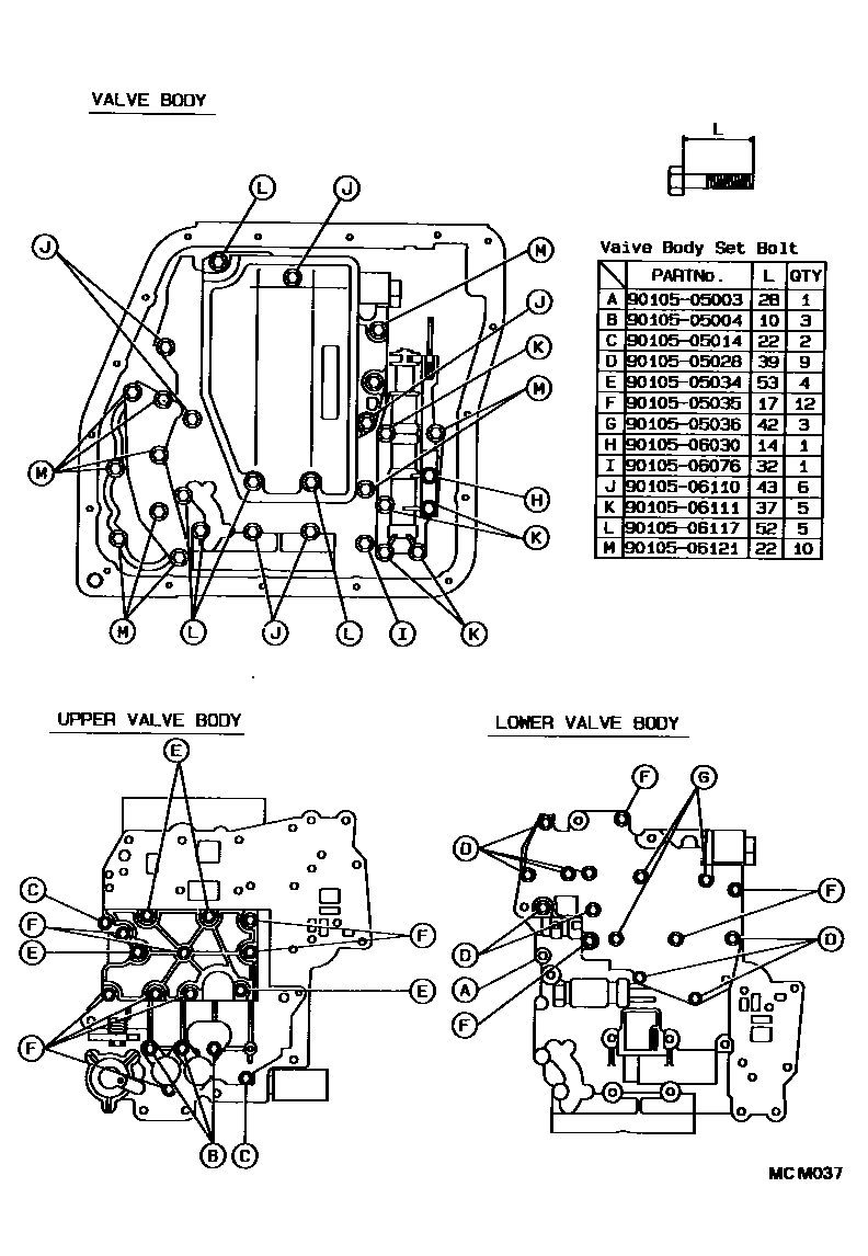 Toyota CAMRY 阀体和滤油网(ATM) EPC diagram — MCM037
