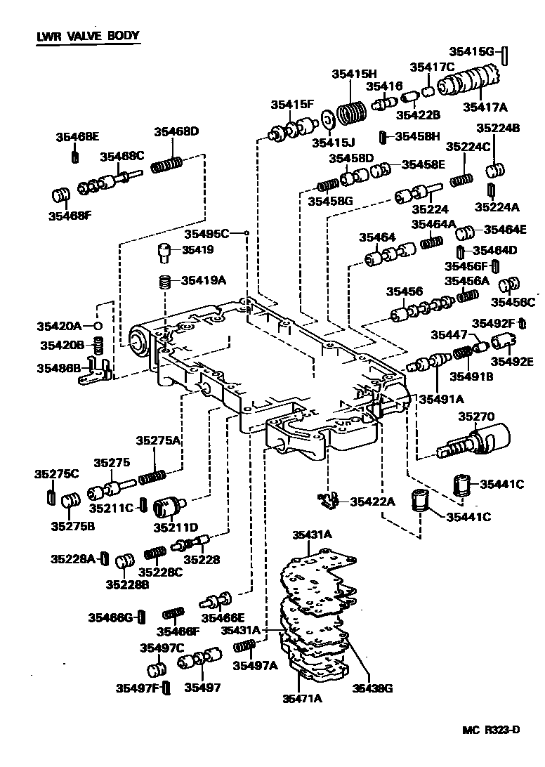 Toyota CAMRY 阀体和滤油网(ATM) EPC diagram — MCR323D
