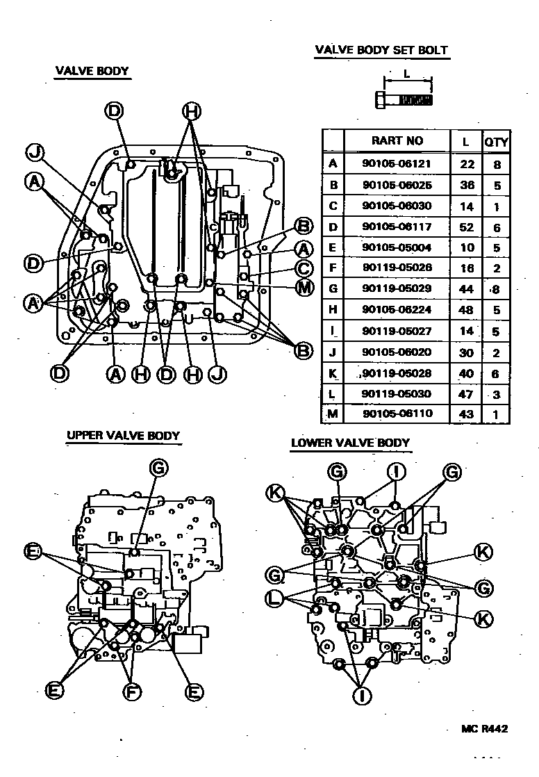 Toyota CAMRY 阀体和滤油网(ATM) EPC diagram — MCR442