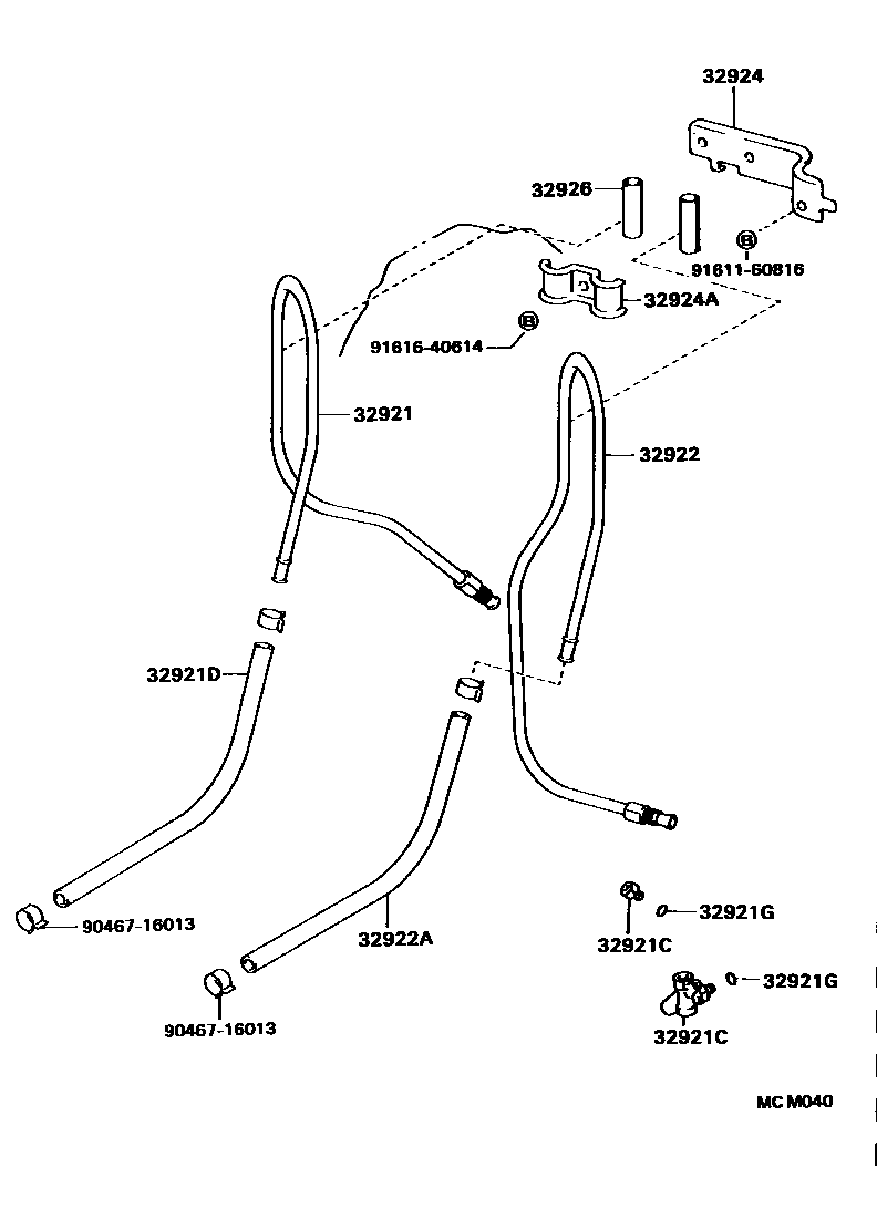 Toyota CAMRY 变速器油冷却器和配管(ATM) EPC diagram — MCM040