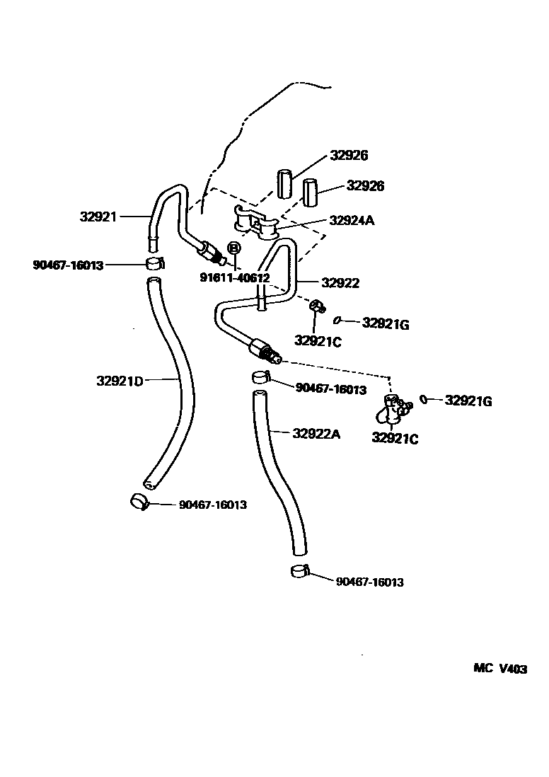 Toyota CAMRY 变速器油冷却器和配管(ATM) EPC diagram — MCV403