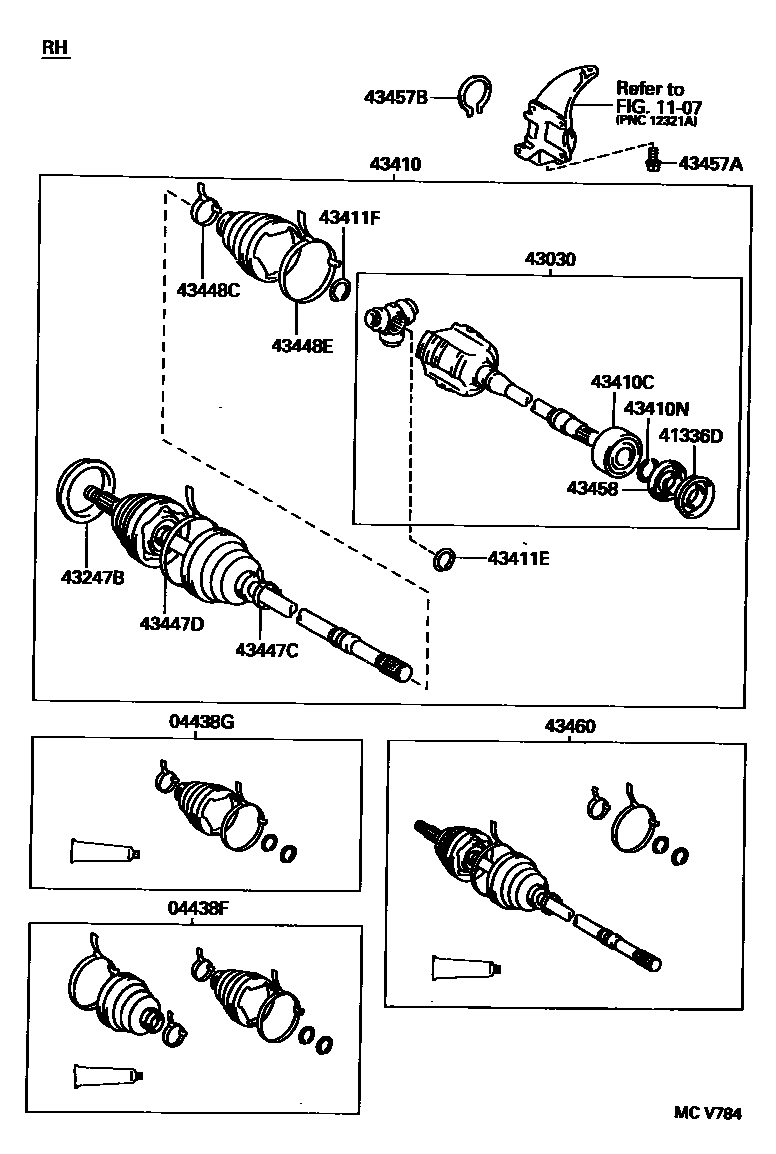 Toyota CAMRY Front Drive Shaft EPC diagram — MCV784