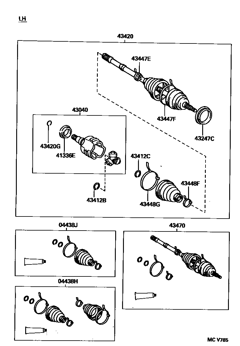 Toyota CAMRY Front Drive Shaft EPC diagram — MCV785
