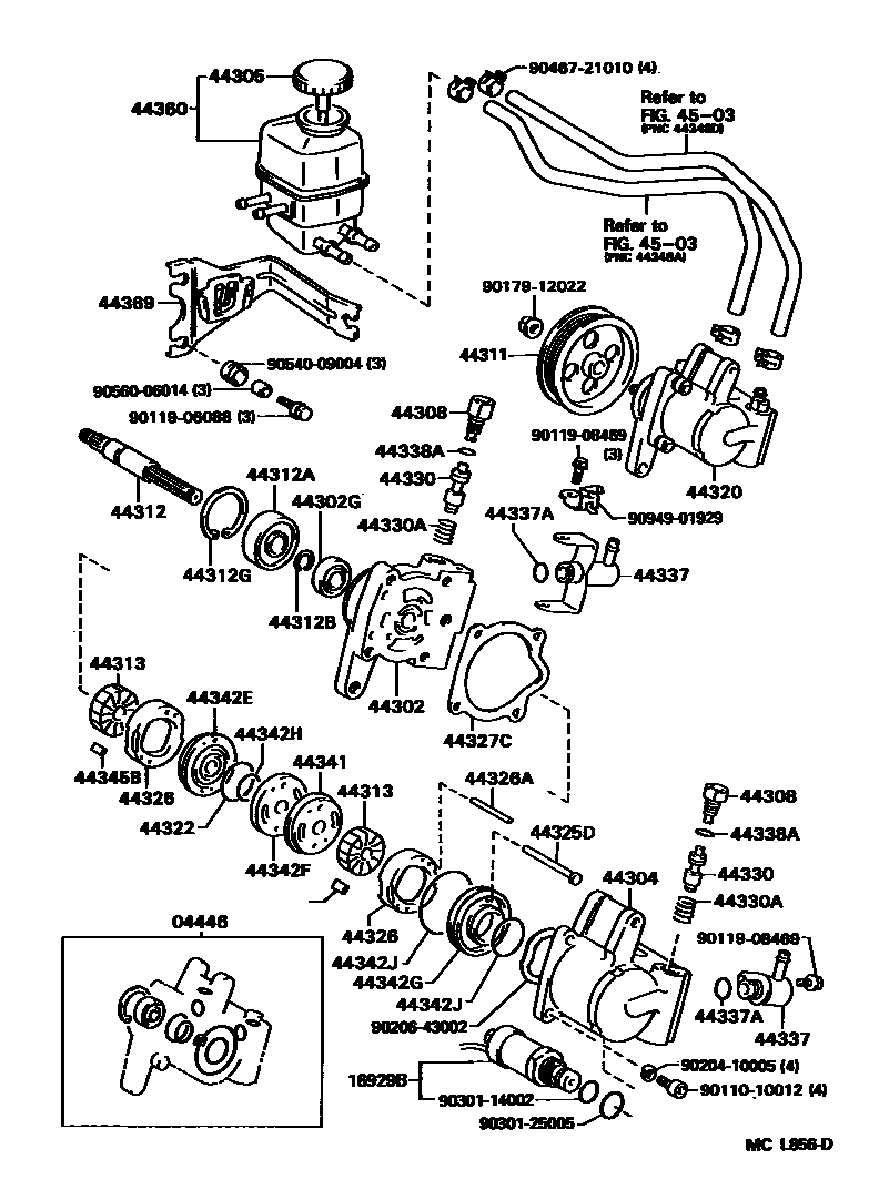 Toyota CAMRY 叶片泵和储油罐(动力转向) EPC diagram — MCL856D