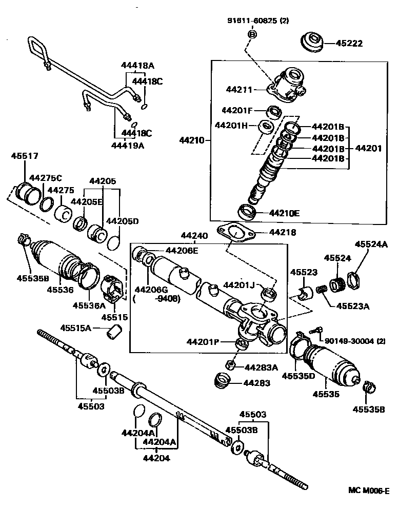 Toyota CAMRY 前转向齿轮和连杆 EPC diagram — MCM006E