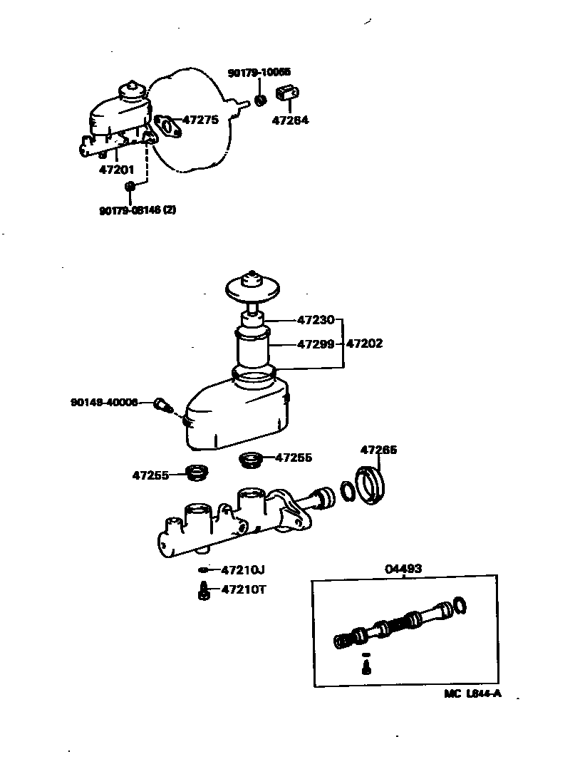 Toyota CAMRY 制动总泵 EPC diagram — MCL844A