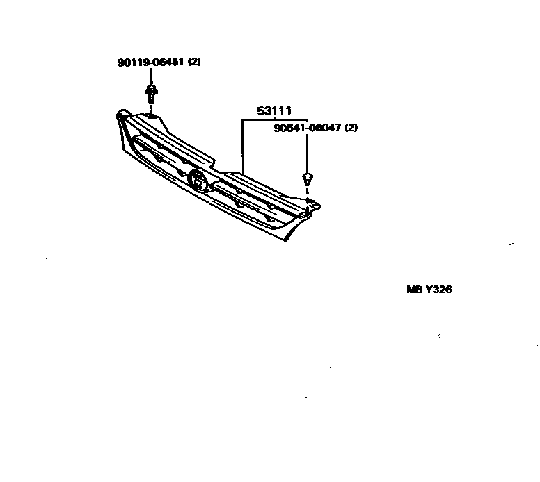 Toyota CAMRY radiator grille EPC diagram — MBY326