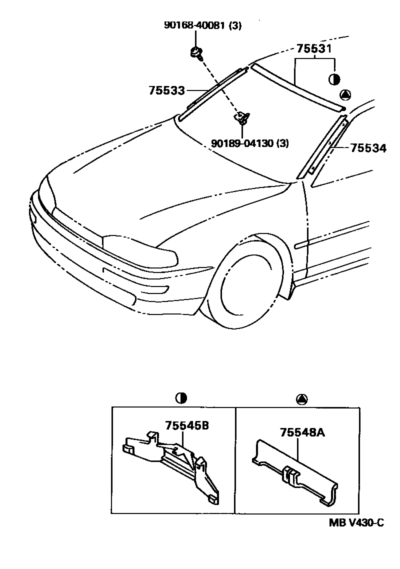 Toyota CAMRY 前防护条 EPC diagram — MBV430C