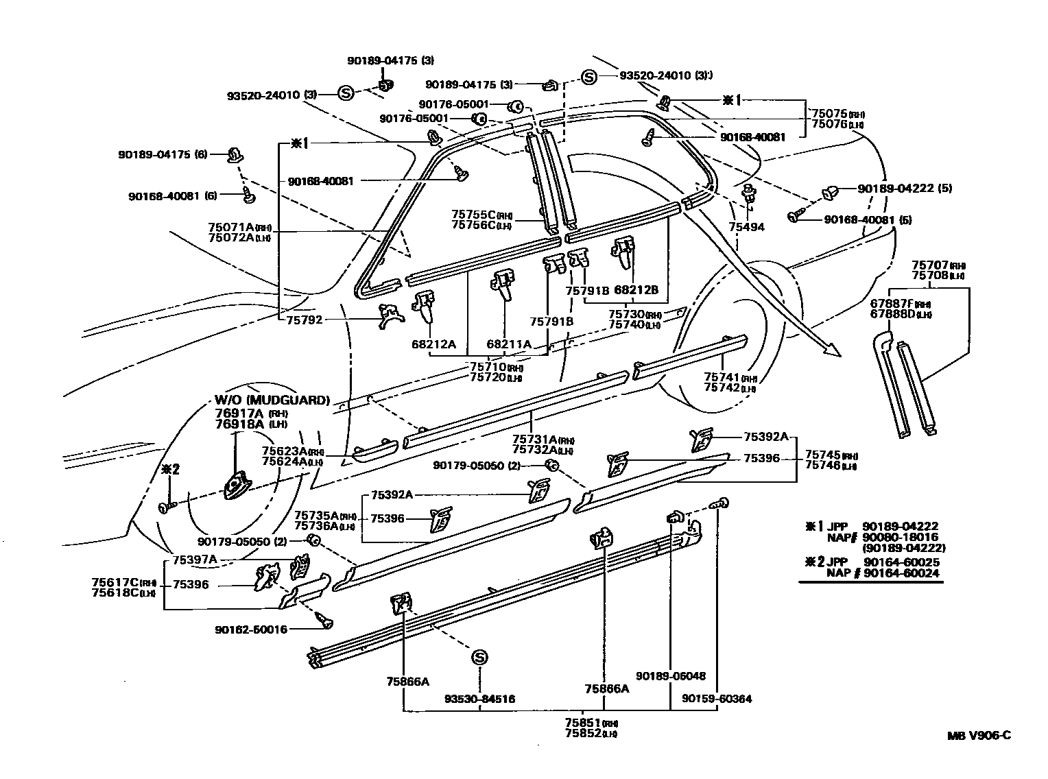 Toyota CAMRY 侧防护条 EPC diagram — MBV906C