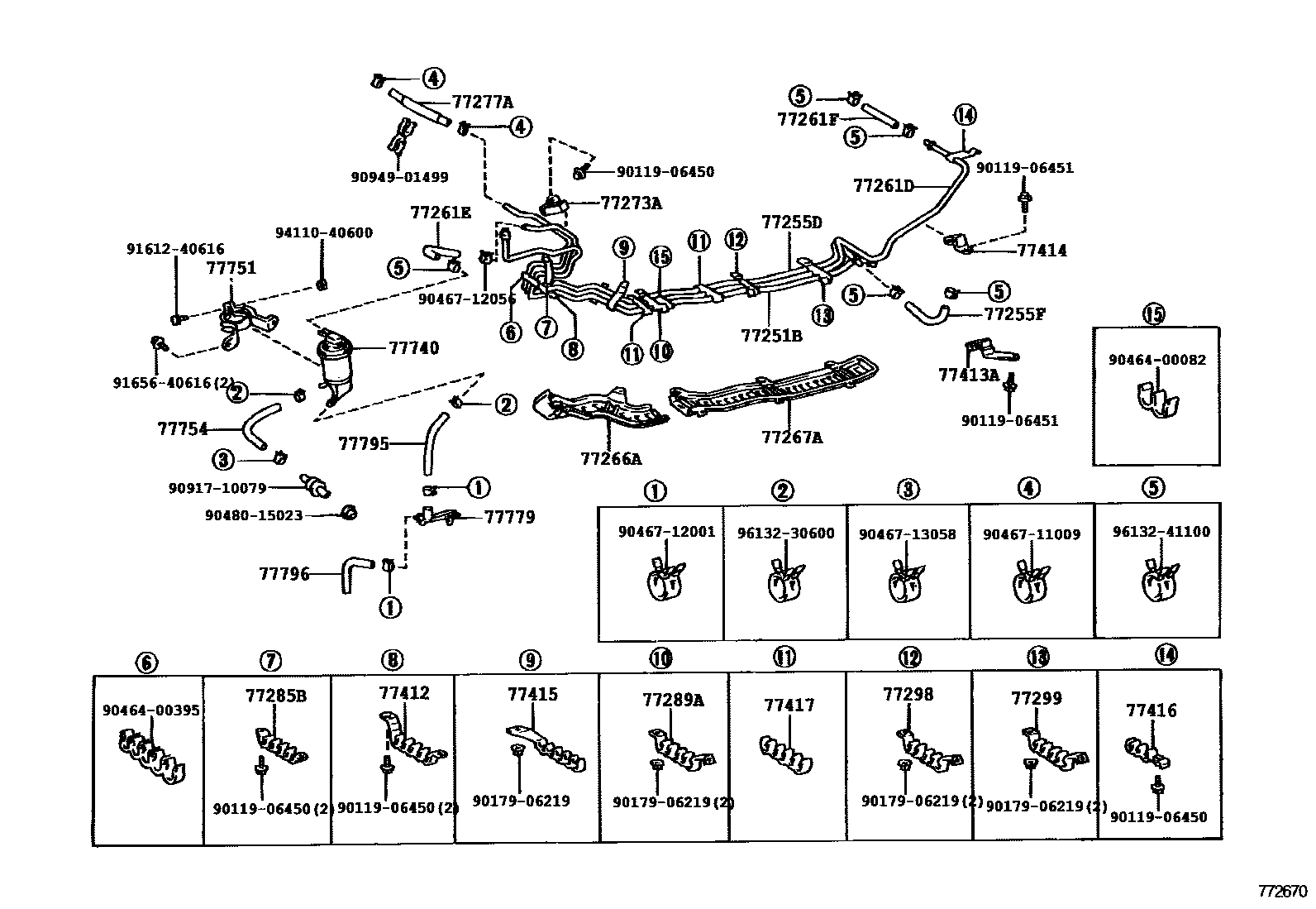 Toyota CAMRY 燃油箱和燃油管 EPC diagram — 772670