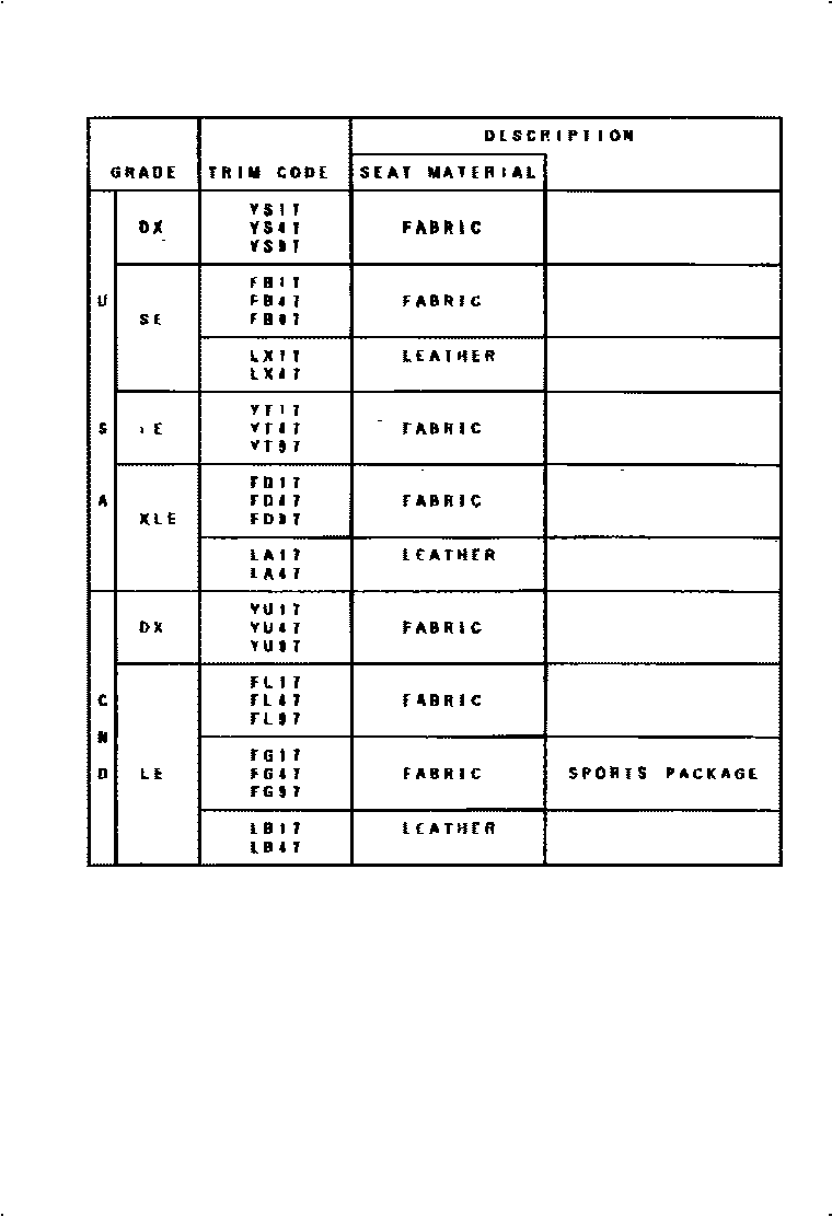 Toyota CAMRY 颜色判定表 EPC diagram — 790199