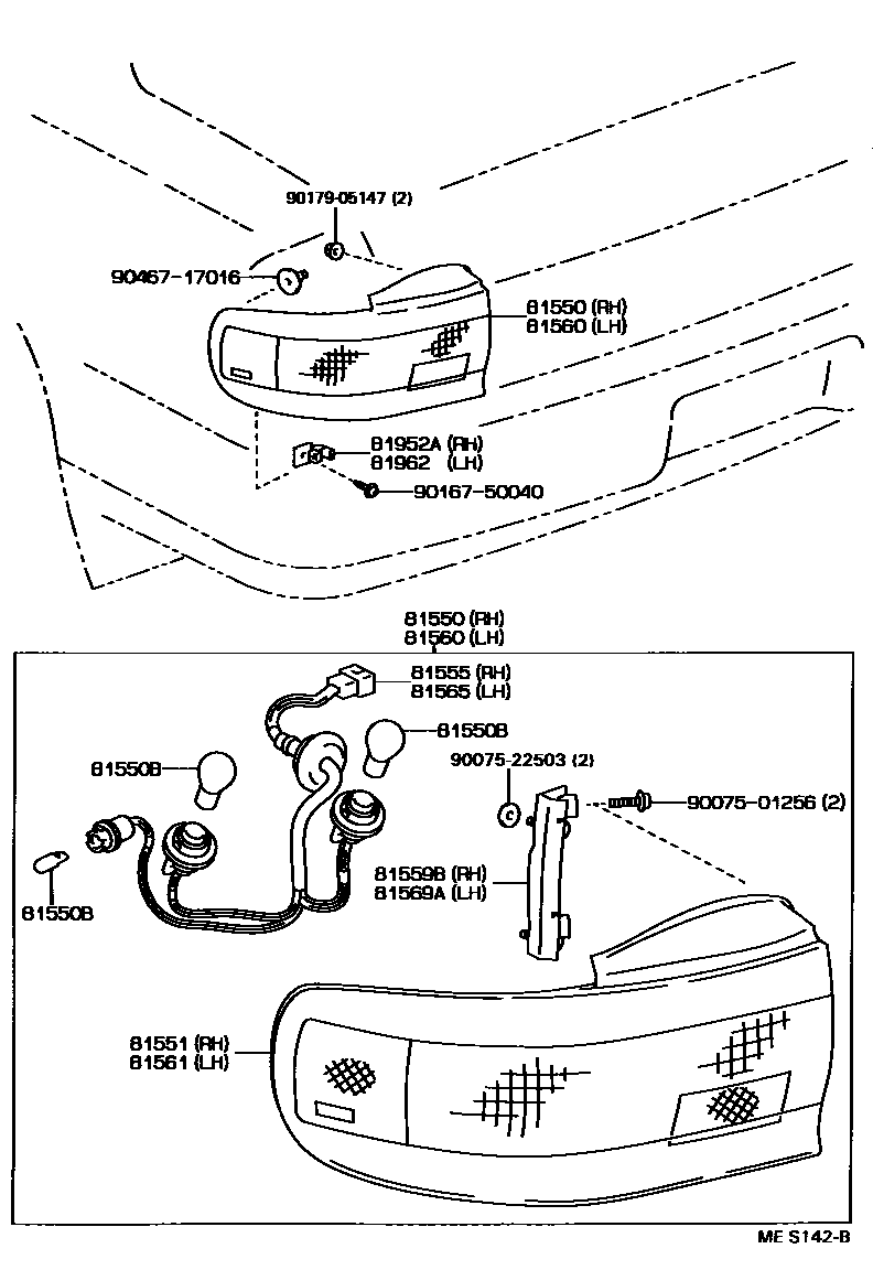 Toyota CAMRY 后组合灯 EPC diagram — MES142B