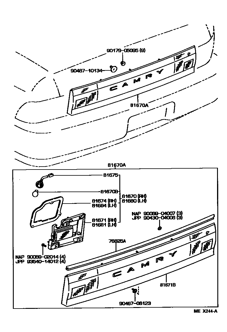 Toyota CAMRY 倒车灯 EPC diagram — MEX244A
