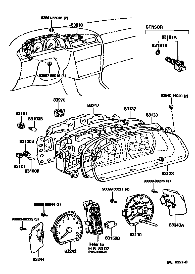 Toyota CAMRY 仪表 EPC diagram — MER927D