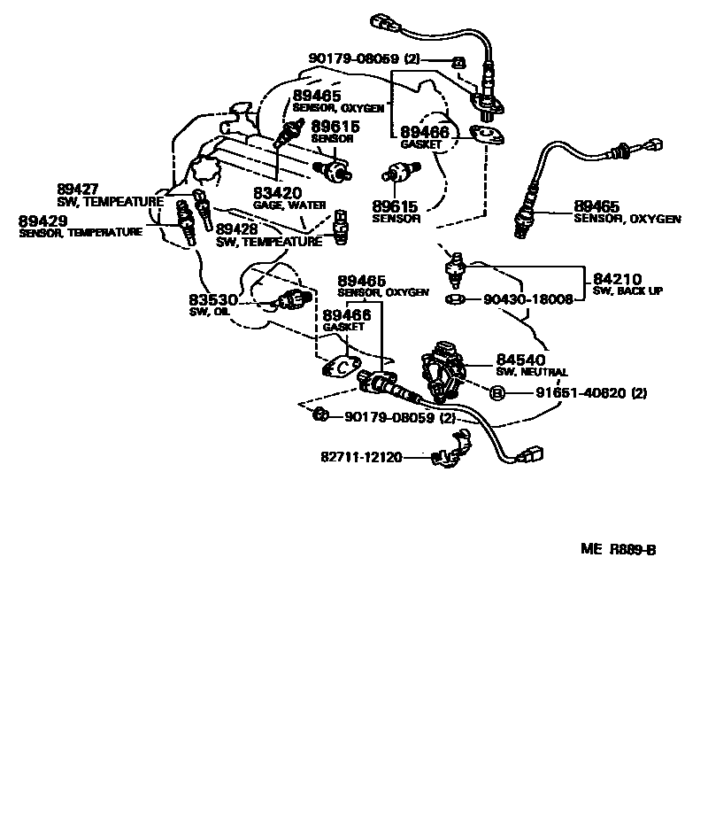 Toyota CAMRY 开关和继电器和ECU EPC diagram — MER889B