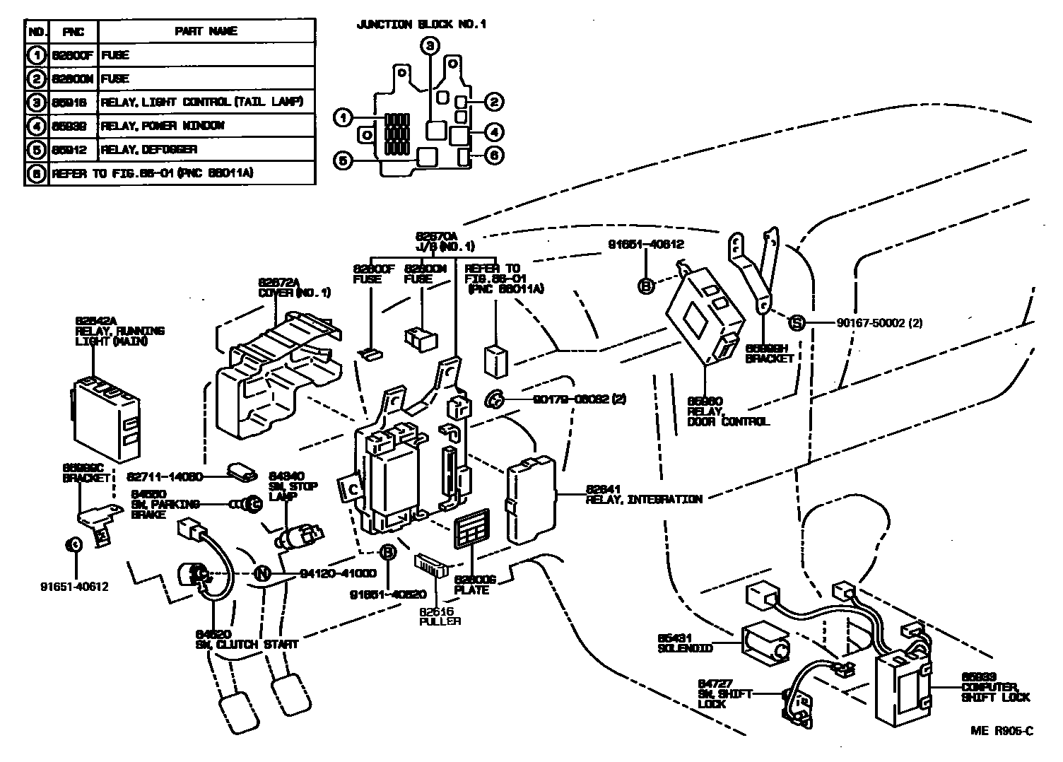 Toyota CAMRY 开关和继电器和ECU EPC diagram — MER905C