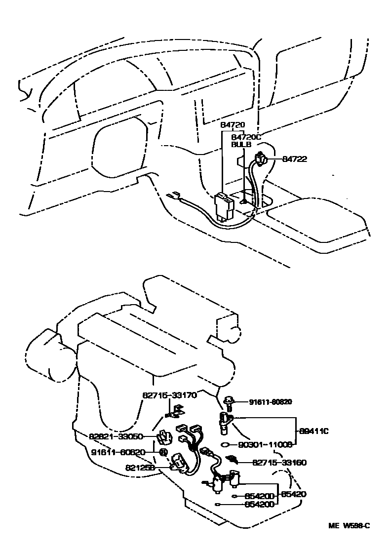 Toyota CAMRY 超速档和电子控制变速器 EPC diagram — MEW598C