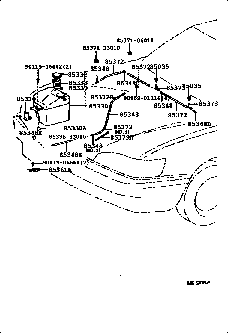 Toyota CAMRY 挡风玻璃清洗器 EPC diagram — 852620