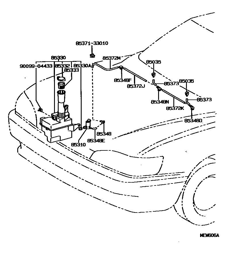 Toyota CAMRY 挡风玻璃清洗器 EPC diagram — MEW606A