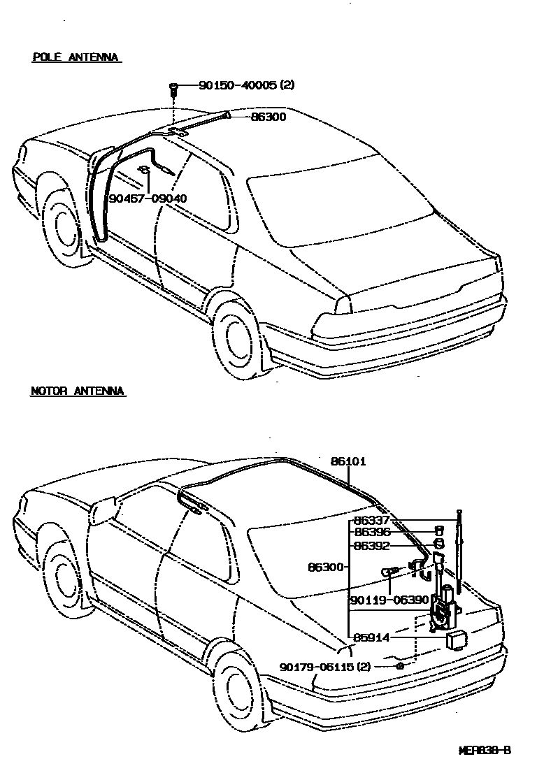 Toyota CAMRY antenna EPC diagram — MER838B