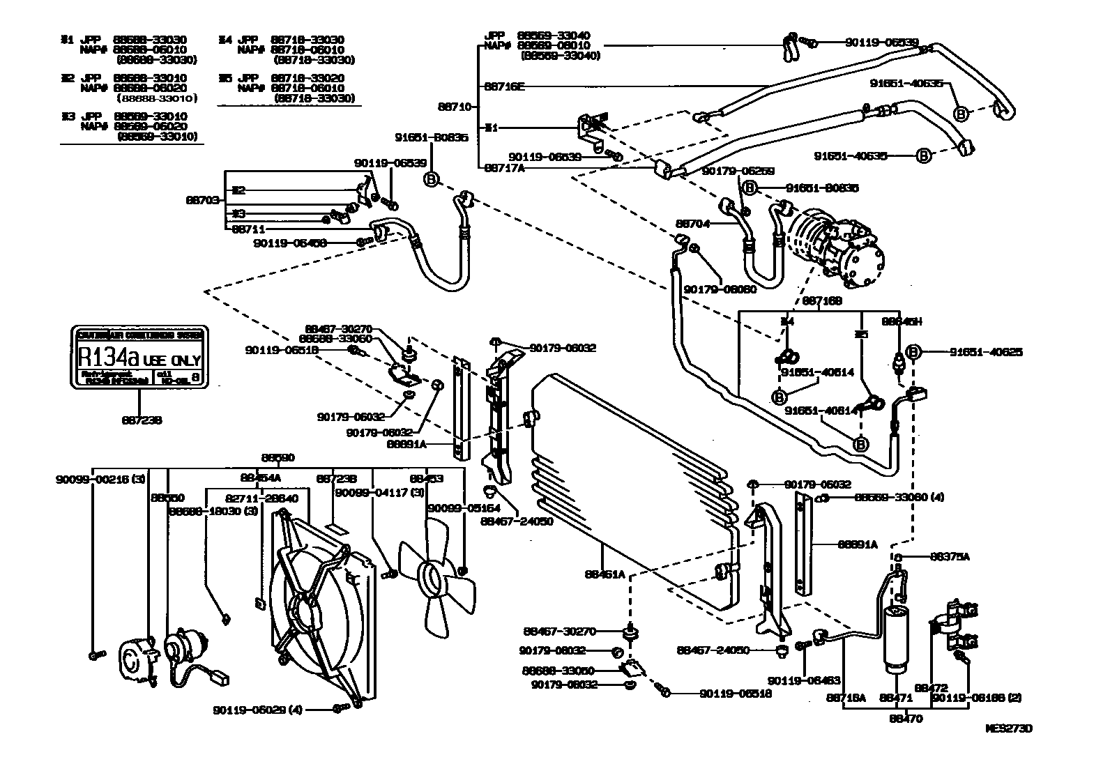 Toyota CAMRY Heating & Air Conditioning - Cooler Piping EPC diagram — MES273D