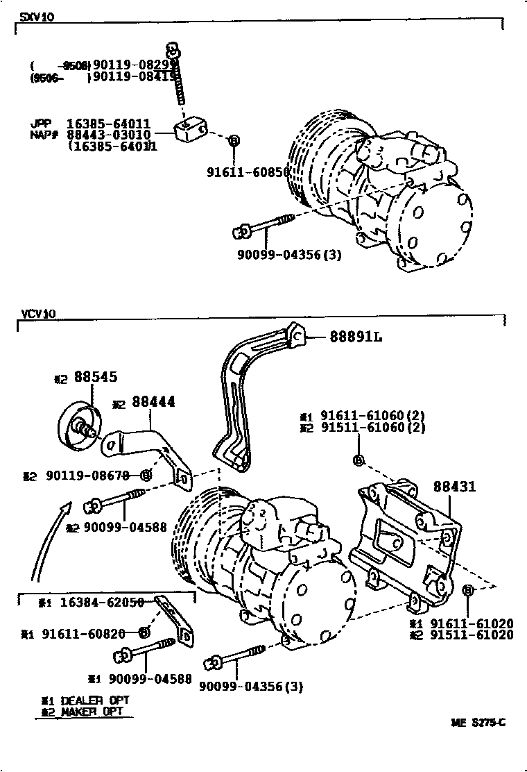 Toyota CAMRY Heating & Air Conditioning - Compressor EPC diagram — 87B805