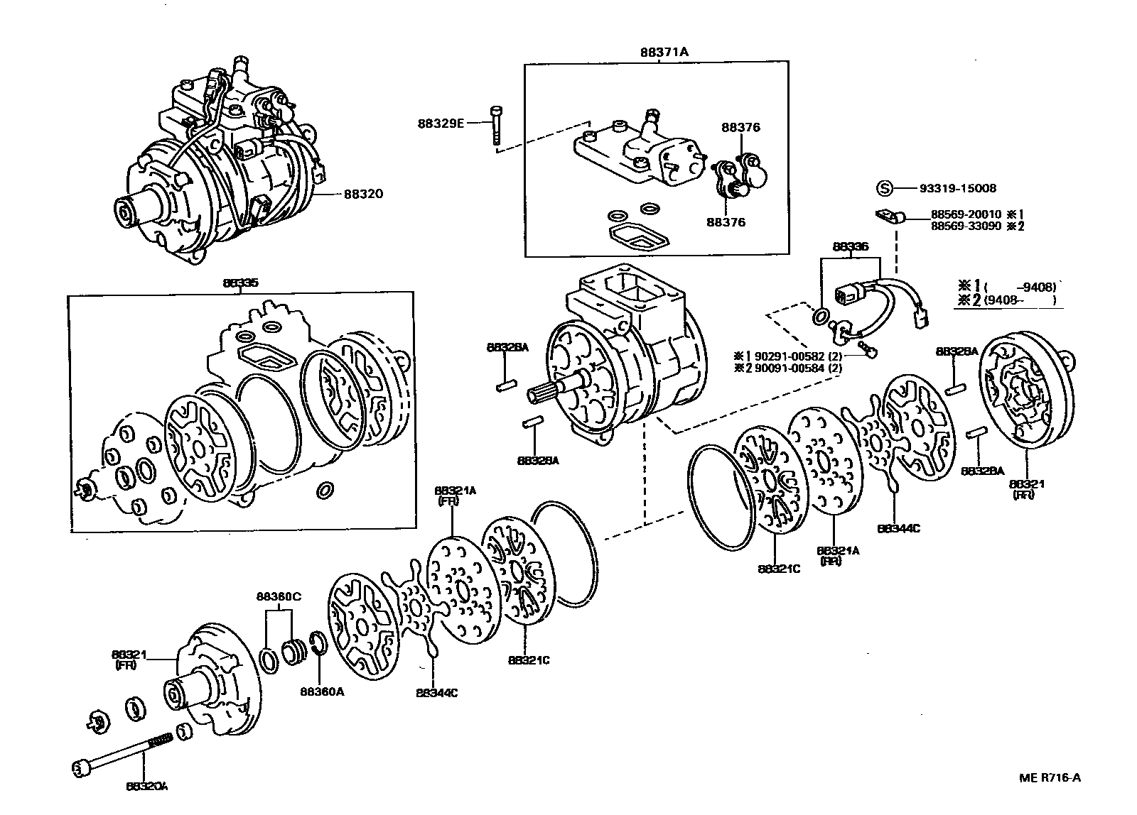 Toyota CAMRY Heating & Air Conditioning - Compressor EPC diagram — MER716A