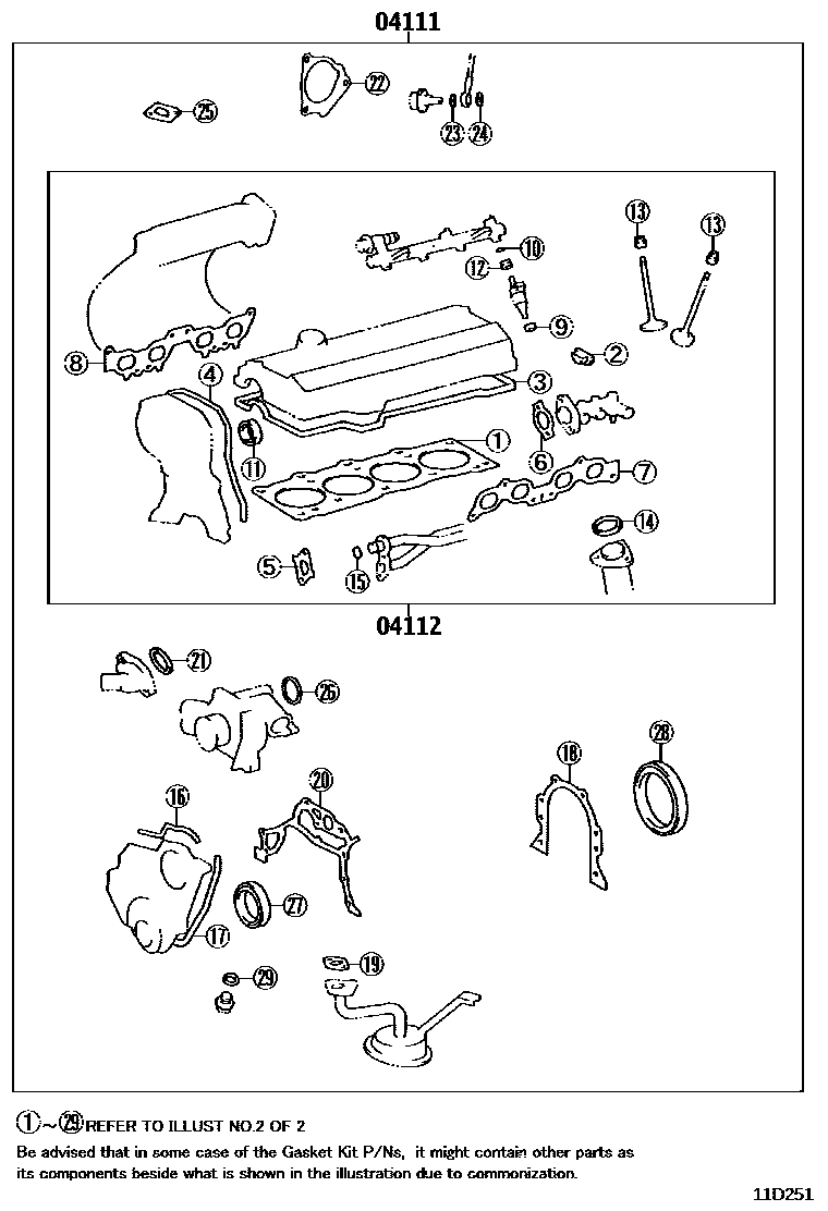 Toyota CAMRY Engine Overhaul Gasket Kit EPC diagram — 11D251