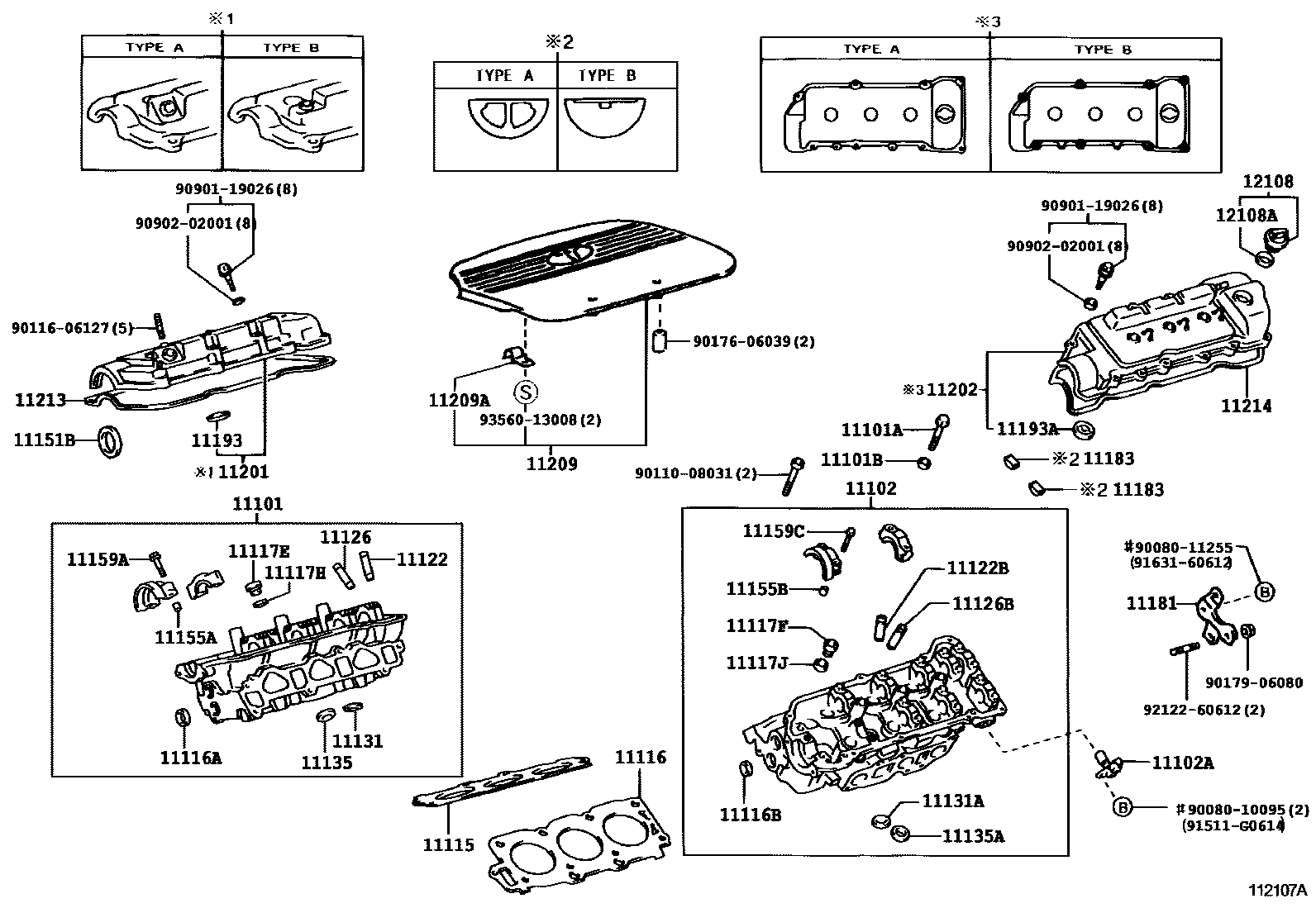 Toyota CAMRY Cylinder Head EPC diagram — 112107A