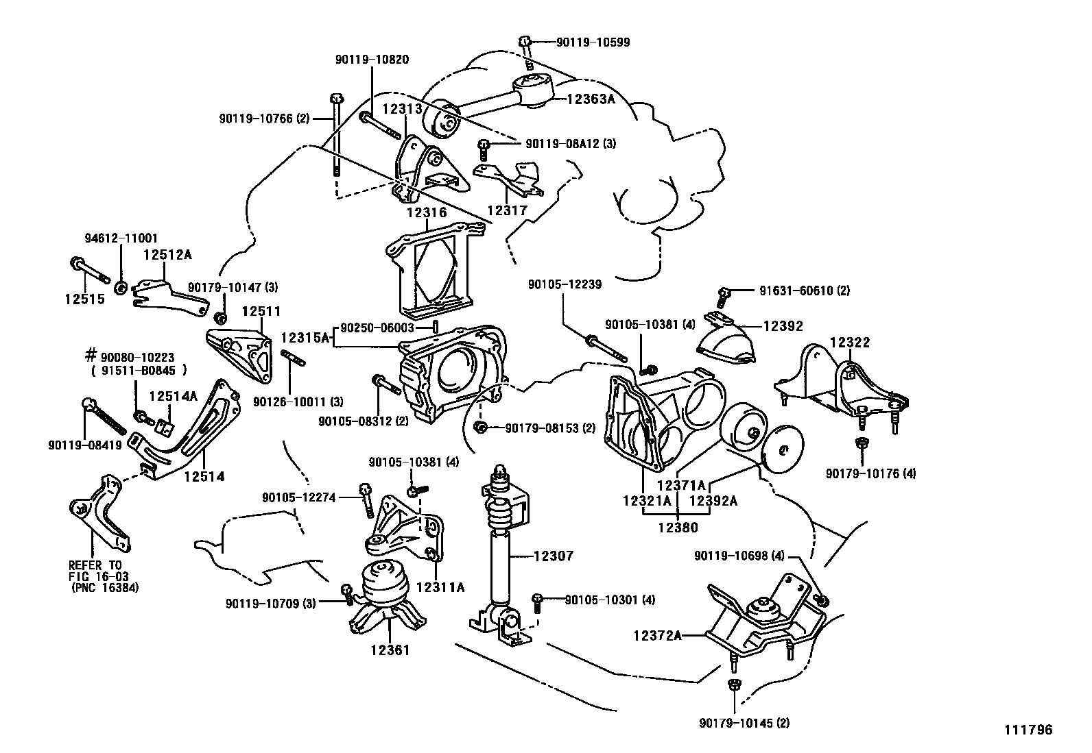 Toyota CAMRY Engine Mounting EPC diagram — 111796