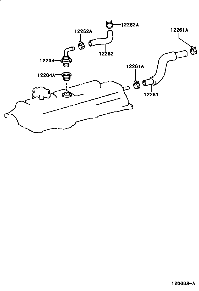 Toyota CAMRY Ventilation Hose EPC diagram — 120068A