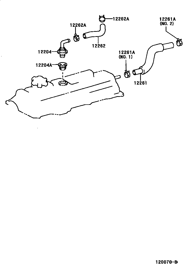 Toyota CAMRY Ventilation Hose EPC diagram — 120070B