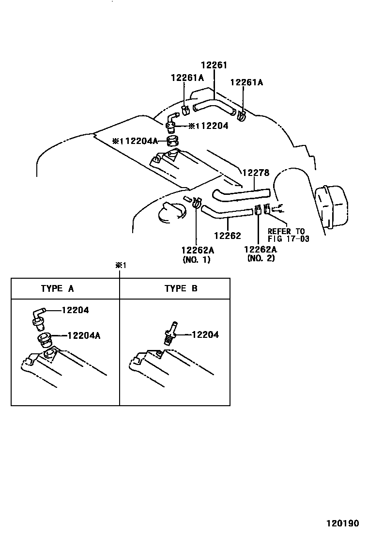Toyota CAMRY Ventilation Hose EPC diagram — 120190