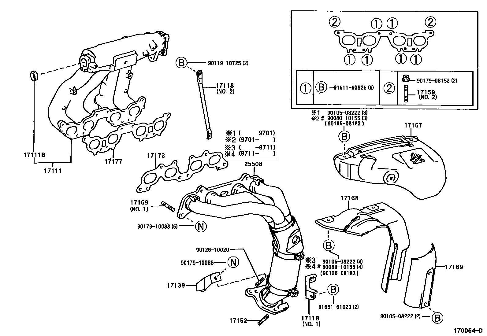 Toyota CAMRY Manifold EPC diagram — 170054D