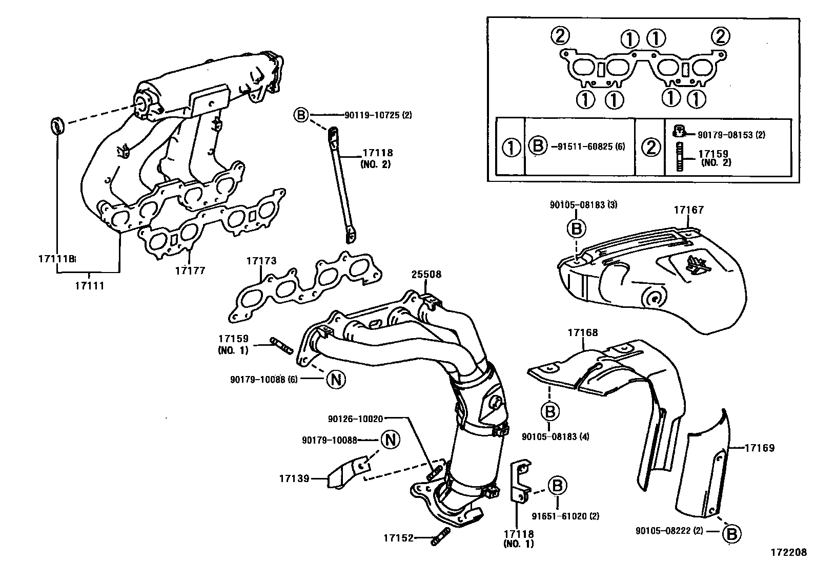 Toyota CAMRY Manifold EPC diagram — 172208