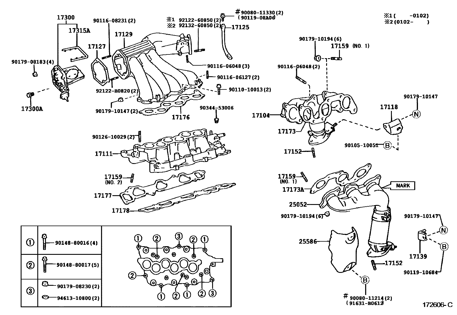 Toyota CAMRY Manifold EPC diagram — 172606C