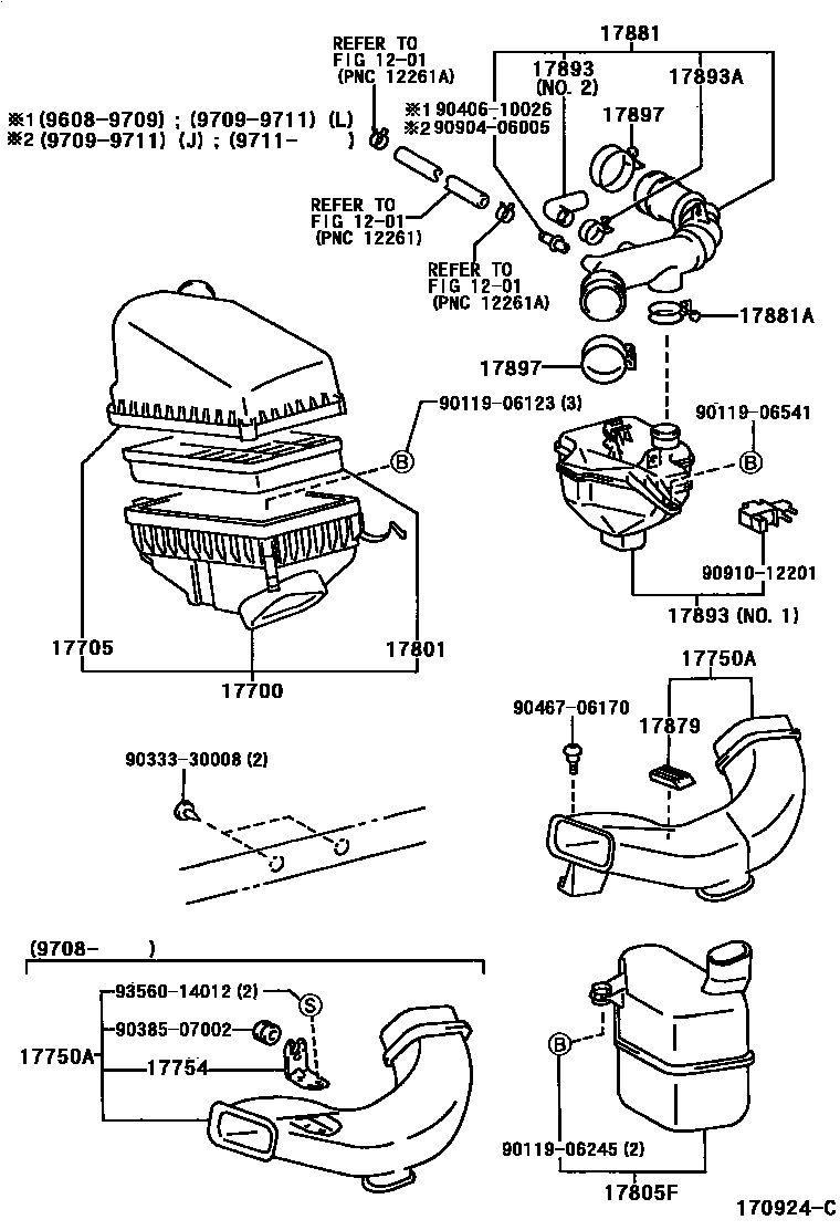Toyota CAMRY Air Cleaner EPC diagram — 170924C